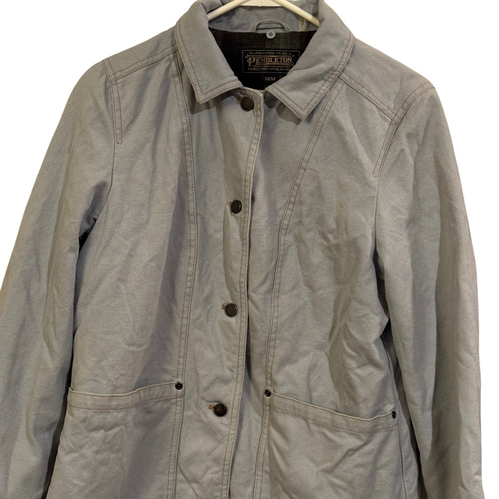 Pendleton Denim Blanket Lined Button Up Coat Wome… - image 7